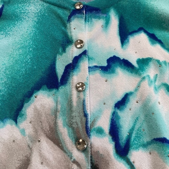 WHITE House, Black market rhinestone turquoise cardigan. Size S - Picture 5 of 8
